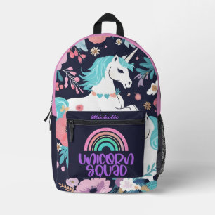 Cute Unicorn, Glitter Rainbow Custom Name Backpack