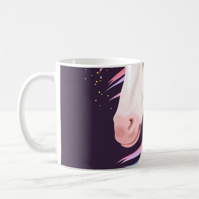 Cute unicorn, golden horn illustration. coffee mug (Left)