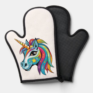 Cute unicorn graphics drawing oven mitt