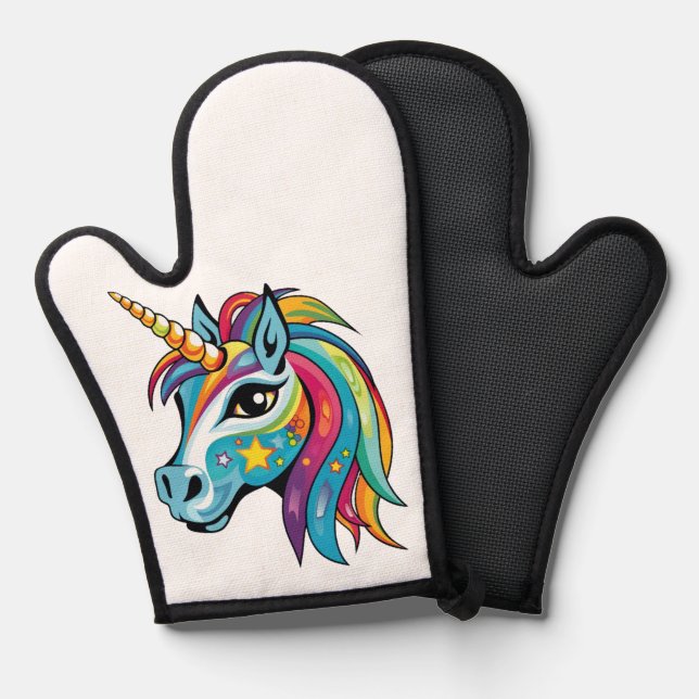 Cute unicorn graphics drawing oven mitt (Front/Back)