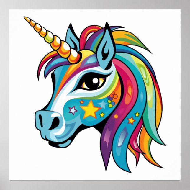 Cute unicorn graphics drawing poster (Front)