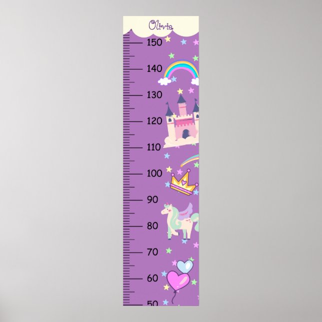 Cute Unicorn Growth Chart Centimetre (Front)