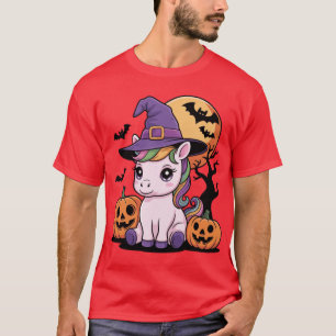 Cute Unicorn Halloween Girls Women Witchy Unicorn T-Shirt