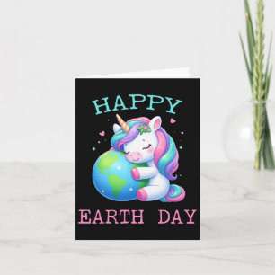 Cute Unicorn Happy Earth Day Groovy Women Men Kids Card