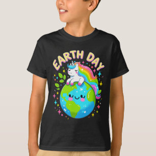 Cute Unicorn Happy Earth Day Groovy Women Men Kids T-Shirt