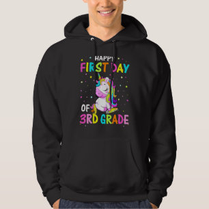Cute Unicorn Happy First Day Of 3rd Grade Back To Hoodie
