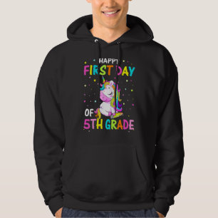 Cute Unicorn Happy First Day Of 5th Grade Back To Hoodie