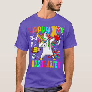 Cute Unicorn Happy First Day Of Kindergarten Boys  T-Shirt