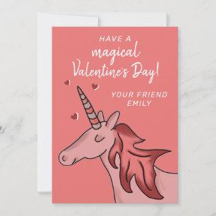 Cute Unicorn Heart Kids Classroom Valentine`s day Holiday Card