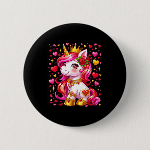 Cute Unicorn Heart Valentines Day Girls Kids Valen 6 Cm Round Badge
