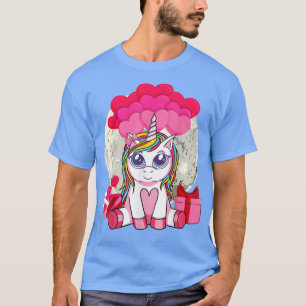 Cute Unicorn Heart Valentines Day Shirt Girls Kids