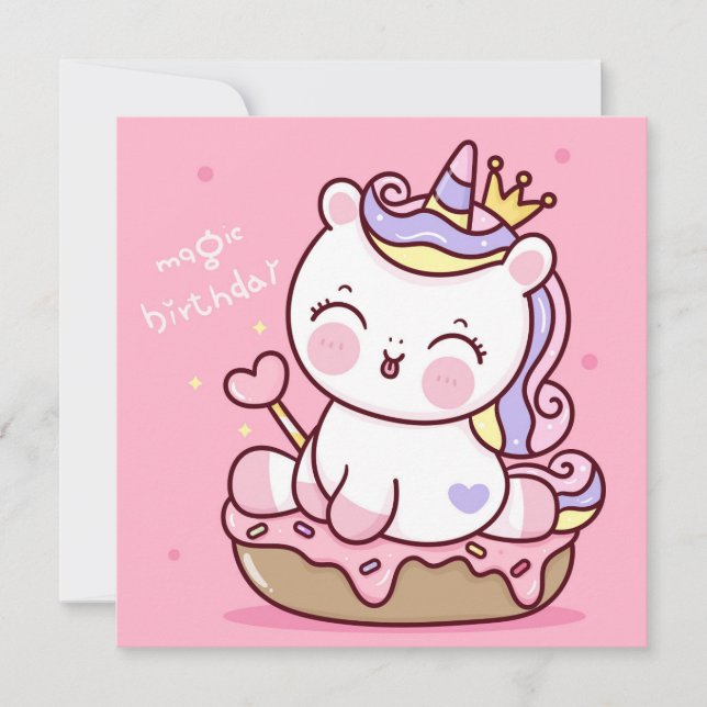 Cute Unicorn  Holiday Card (Front)