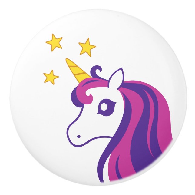 Cute unicorn horse ceramic door and drawer knobs (Front)