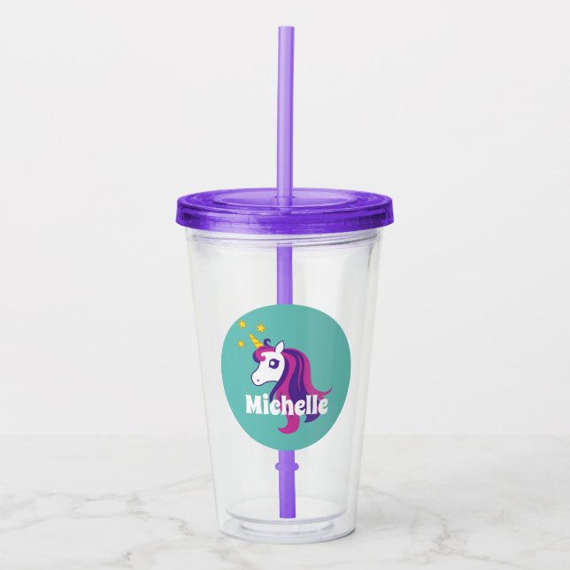 Cute unicorn horse girl's Birthday party Acrylic Tumbler (Front)