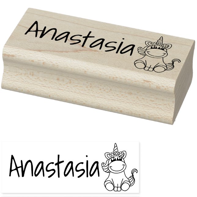 Cute Unicorn Horse Pony Graphic Custom Name Text Rubber Stamp (Creator Uploaded)