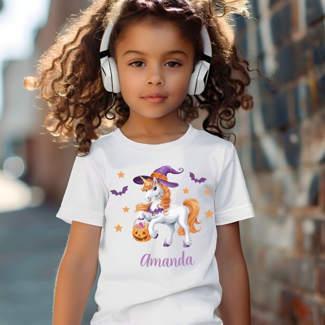 Cute Unicorn Horse Witch Hat Personalised T-Shirt (Creator Uploaded)
