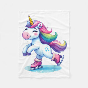 Cute Unicorn Ice Skating Kids Figure Skate Girls Fleece Blanket