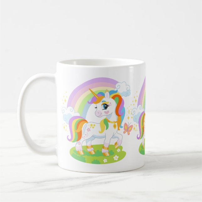 Cute unicorn illustration #1 coffee mug (Left)