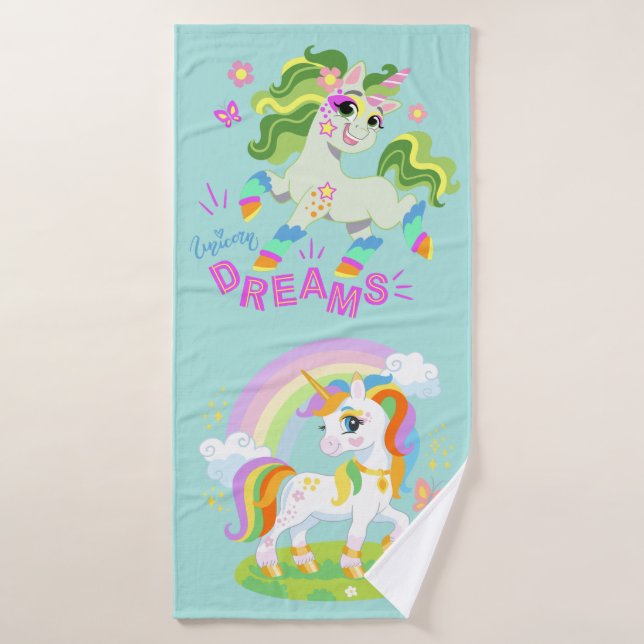 Cute unicorn illustration #2 bath towel (Bath Towel)
