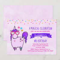 Cute Unicorn in Heart Shaped Glasses Birthday