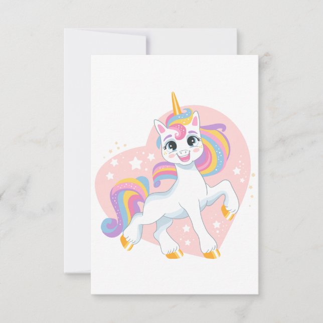 Cute unicorn in the heart thank you card (Front)