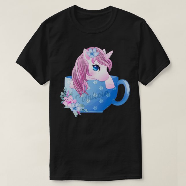 Cute unicorn inside coffee cup T-Shirt (Design Front)
