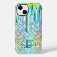 Cute Unicorn Iridescent glitter drips Faux Glitter
