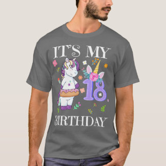 Cute Unicorn Its My 18th Birthday T-Shirt