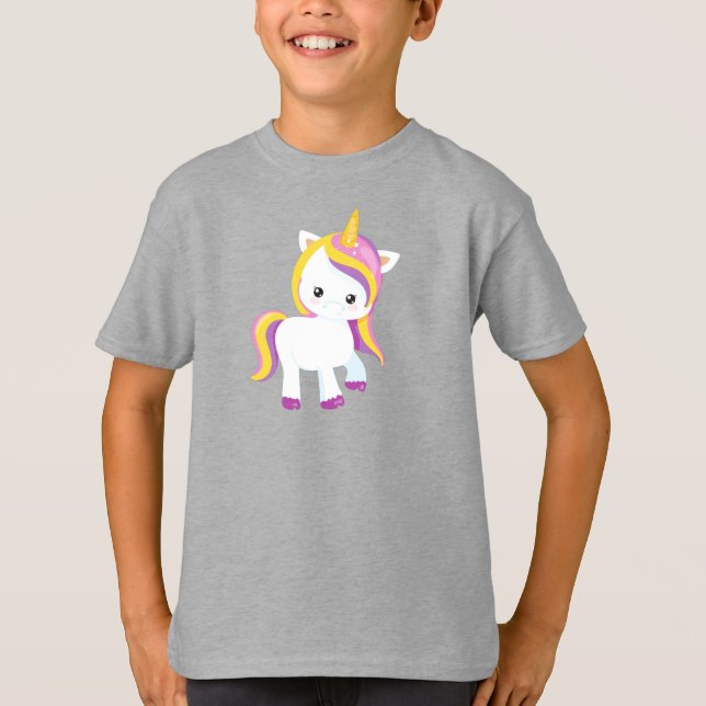 Cute Unicorn, Kawaii Unicorn, Little Unicorn T-Shirt (Front)
