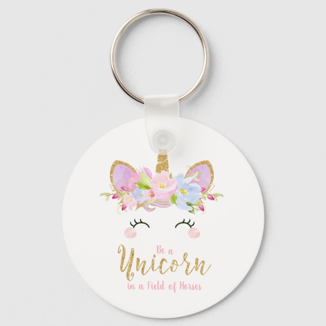 Cute Unicorn Key Ring Gift Birthday Favor (Front)