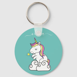 Cute unicorn keychain with custom girl's name