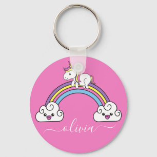 Cute unicorn keychain with custom girl's name