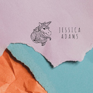 Cute Unicorn Kid´s Name and Last Name Rubber Stamp