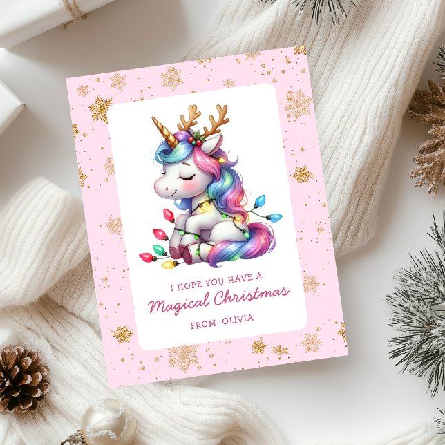 Cute Unicorn Kids Christmas Holiday Card (Creator Uploaded)