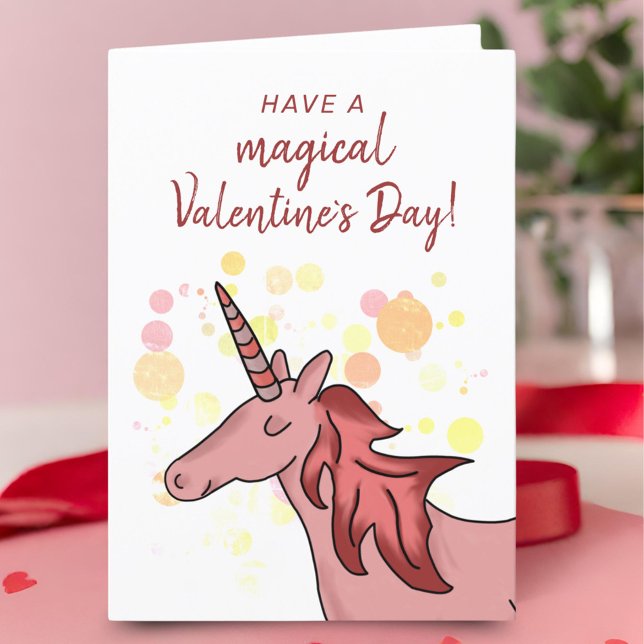 Cute Unicorn Kids Classroom Valentine`s day Holiday Card (Creator Uploaded)