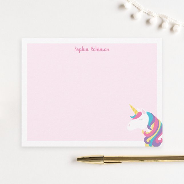 Cute Unicorn Kids Personalized Stationery Flat Card (Creator Uploaded)
