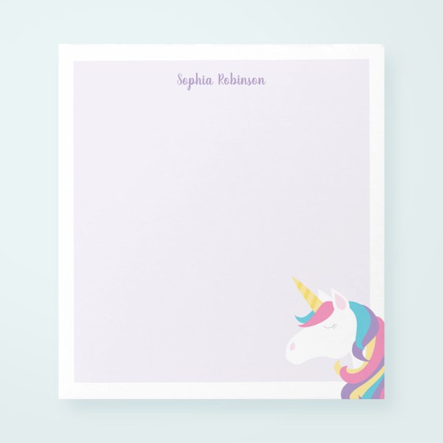 Cute Unicorn Kids Purple Personalised Notepad (Creator Uploaded)