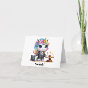 Cute Unicorn Lawyer Law School Graduation Card