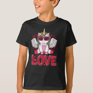 Cute Unicorn Love Heart Valentines Day Girls Women T-Shirt