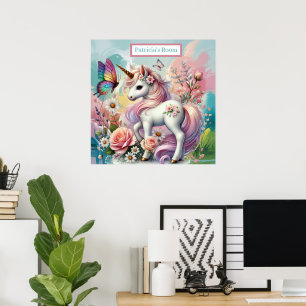 Cute unicorn lovers add name poster