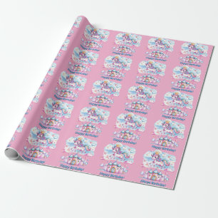Cute Unicorn Magical Castle Girl Birthday Wrapping Paper