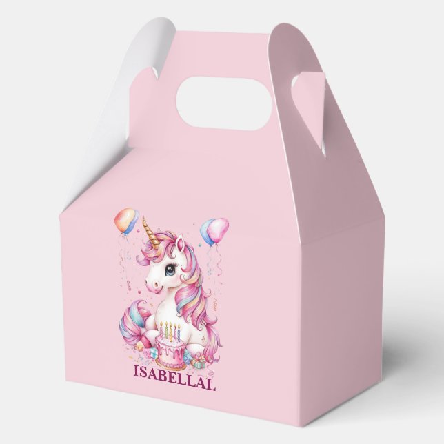 Cute unicorn magical princess  girly birthday kids favour box (Front)