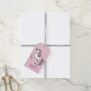 Cute unicorn magical princess  girly birthday kids gift tags