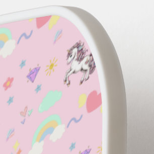 Cute unicorn magical princess  girly birthday kids pickleball paddle