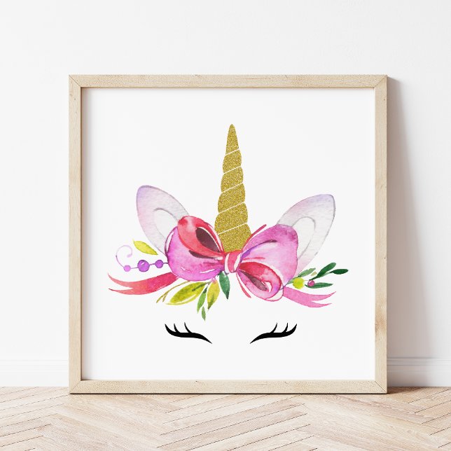 Cute Unicorn, Magical Unicorn, Girl Nursery, Pink Poster (Creator Uploaded)