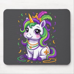 Cute Unicorn Mardi Gras Carnival Fat Tuesday Girls Mouse Pad