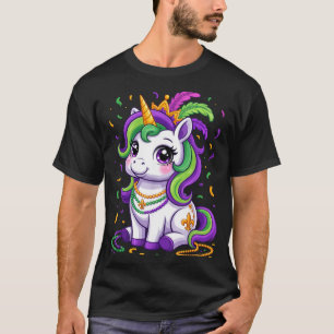 Cute Unicorn Mardi Gras Carnival Fat Tuesday Girls T-Shirt
