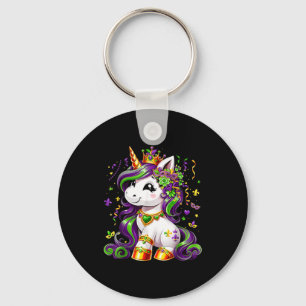 Cute Unicorn Mardi Gras Girls Kids Women Key Ring