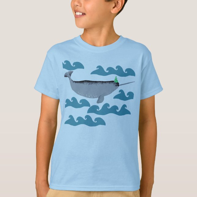 Cute Unicorn Narwhal Whale Whaley Sea Kids   T-Shirt (Front)