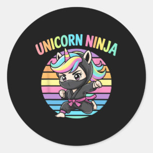 Cute Unicorn Ninja Girl Cute Preschool Squad Dream Classic Round Sticker